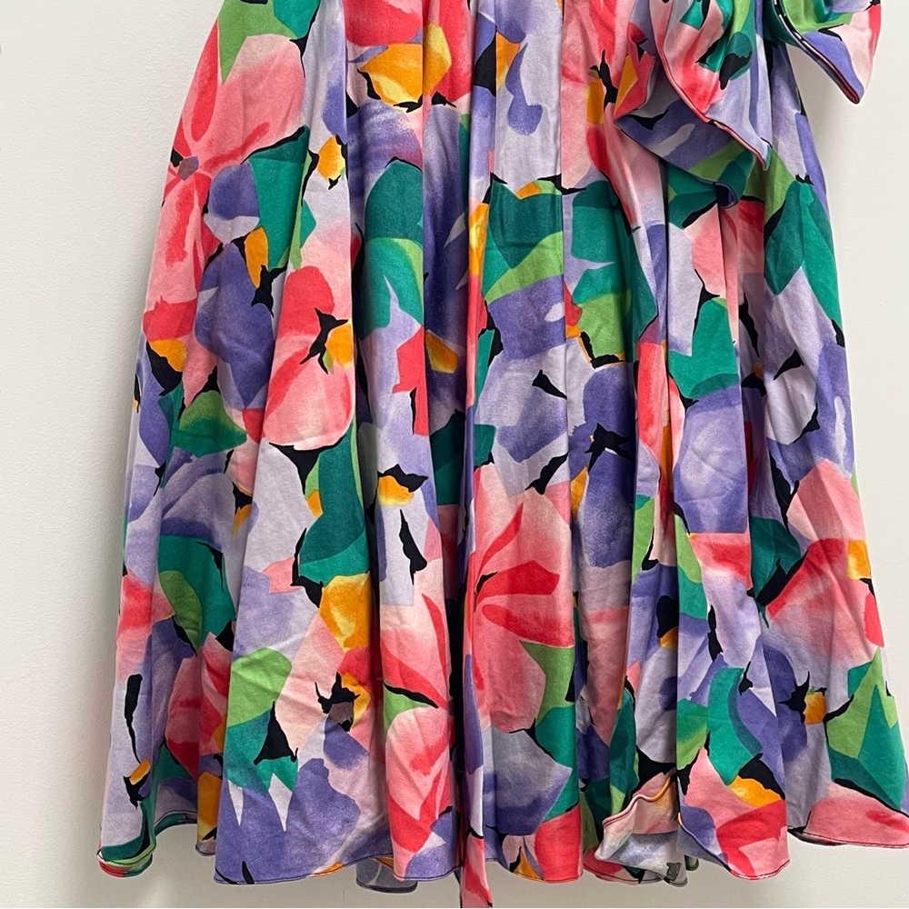 Vintage 1990s A.J. Bari For Neiman Marcus Pink Floral Strapless Bow Dress Size 4 - Picture 5 of 11
